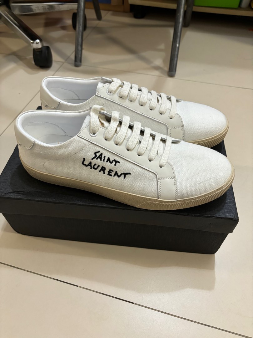 Saint Laurent White Distressed Sneakers Men s Fashion Footwear Sneakers on Carousell