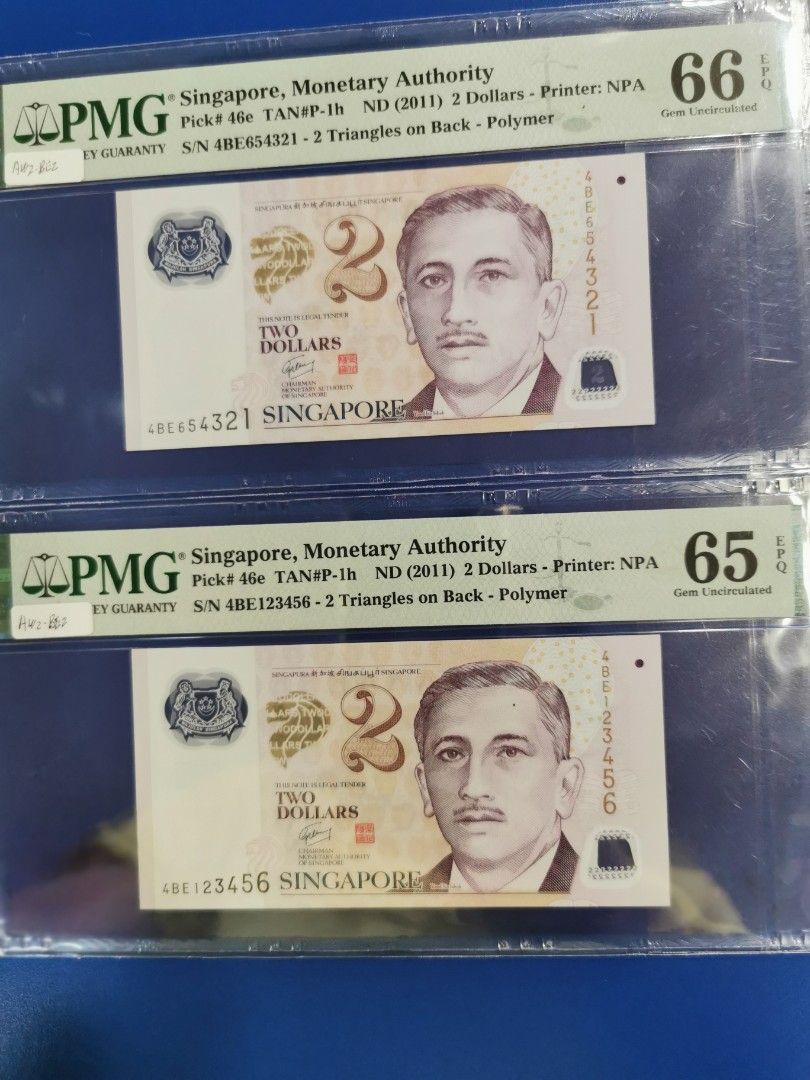 Singapore, Monetary Authority PMG 65EPQ & 66EPQ, Hobbies & Toys,  Memorabilia & Collectibles, Currency on Carousell