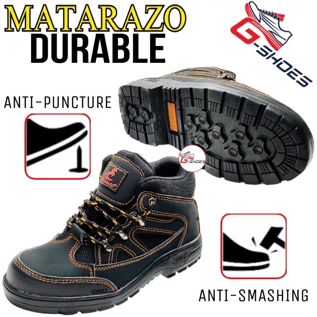 Size 39 45 Matarazo GMZG285 Mid Cut Laces PVC Leather Safety Shoes Steel Toe Men s Fashion Footwear Casual shoes on Carousell