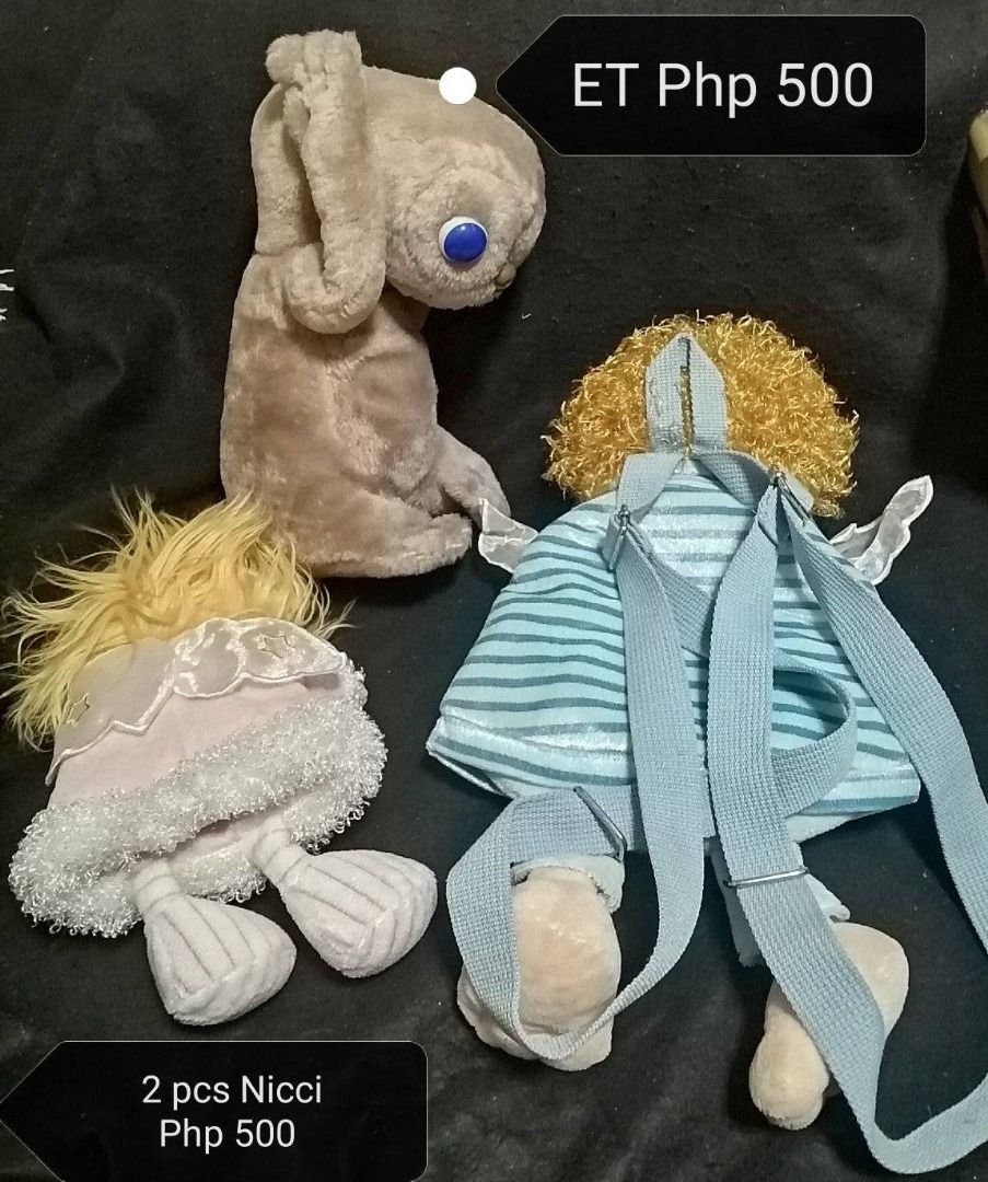 Special Dolls for Sale (Category: Plushies & Soft Toys) located in Los Banos. Submitted by princessbotique (Listing ID 1333131195, Image 3). Description: Special Dolls for Sale a) 1982 ET 12 inches b) Asimo Hand Puppet Doll SOLD!!! c) Mr. Wonderful Talking Doll d) Cabbage Patch Kids e) Nicci backpack / Hand Puppet Preloved As is See pix for price and details First come First Serve Please add shipping fee From Los Banos Laguna Meetups per arrangem