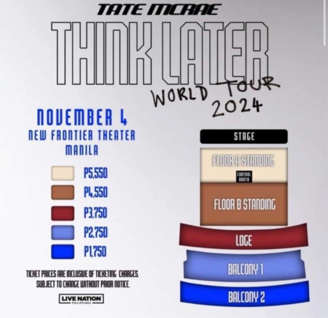 Tate Mcrae Think Later Manila Concert FLOOR B STANDING, Tickets ...