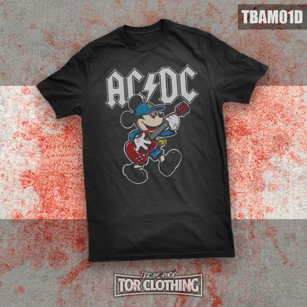 T-Shirt ACDC Mickey - Cartoon X Rock Band, Men's Fashion, Tops & Sets ...