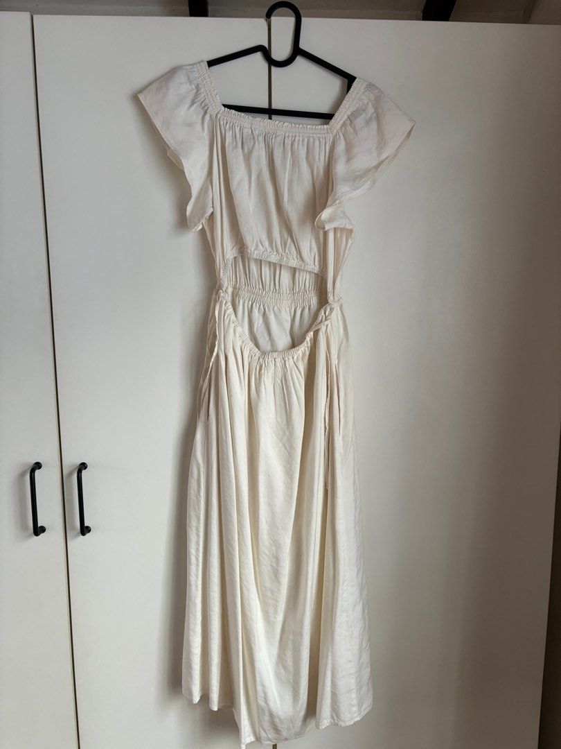 uniqlo open back dress Womens Gathered Open Back Short-Sleeve Dress