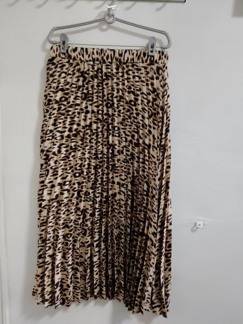 Valley girl long summer leopard prints pleated skirt
