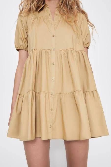 Zara Beige Baby doll dress Women s Fashion Dresses Sets Dresses on Carousell