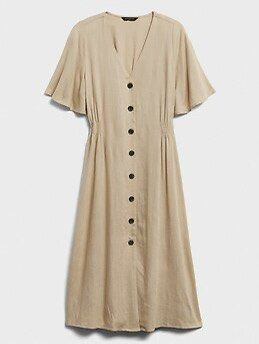 beige linen dress zara LINEN BLEND MIDI DRESS - Light beige
