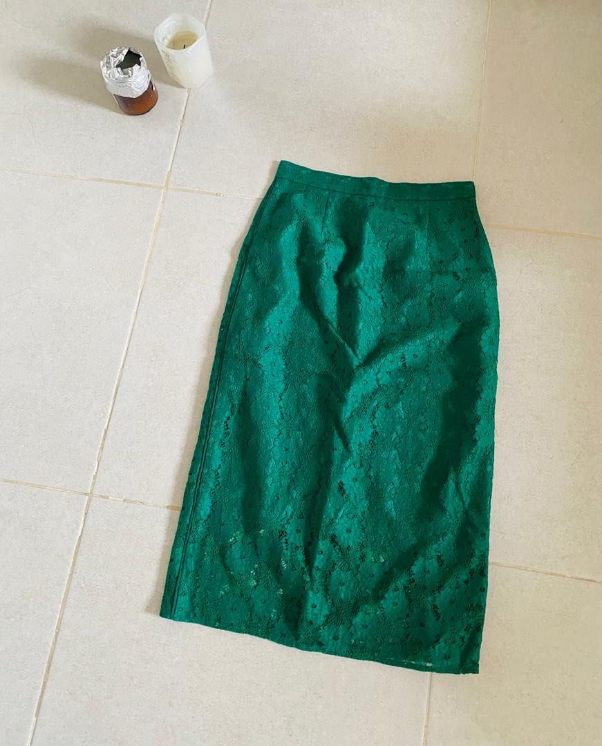 Green lace skirt zara shop