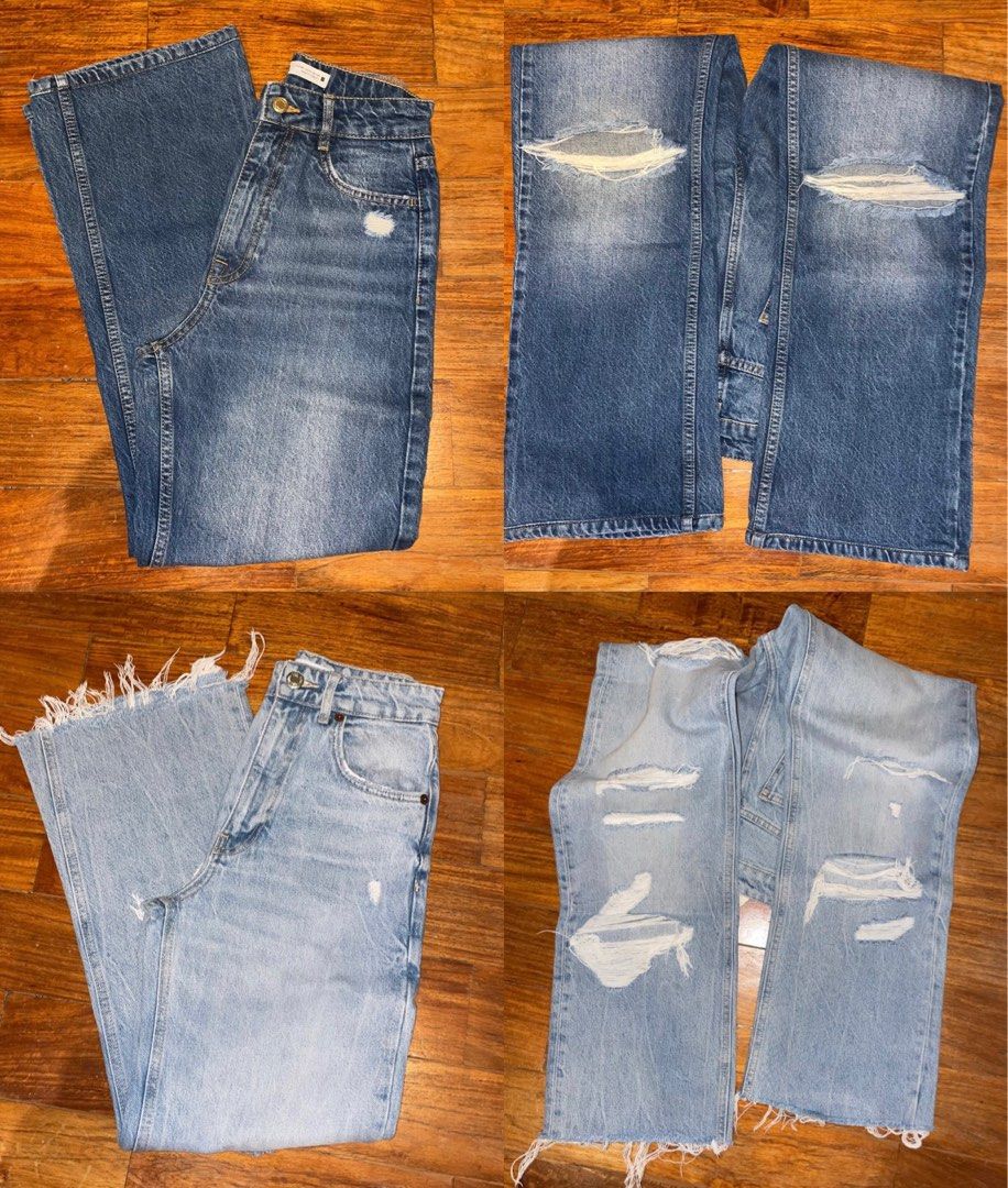 ZARA Ripped Jeans/ Wide Leg (Category: Jeans) located in Paranaque City. Submitted by macydeclutters (Listing ID 1333091457, Image 1). Description: 350 EACH.