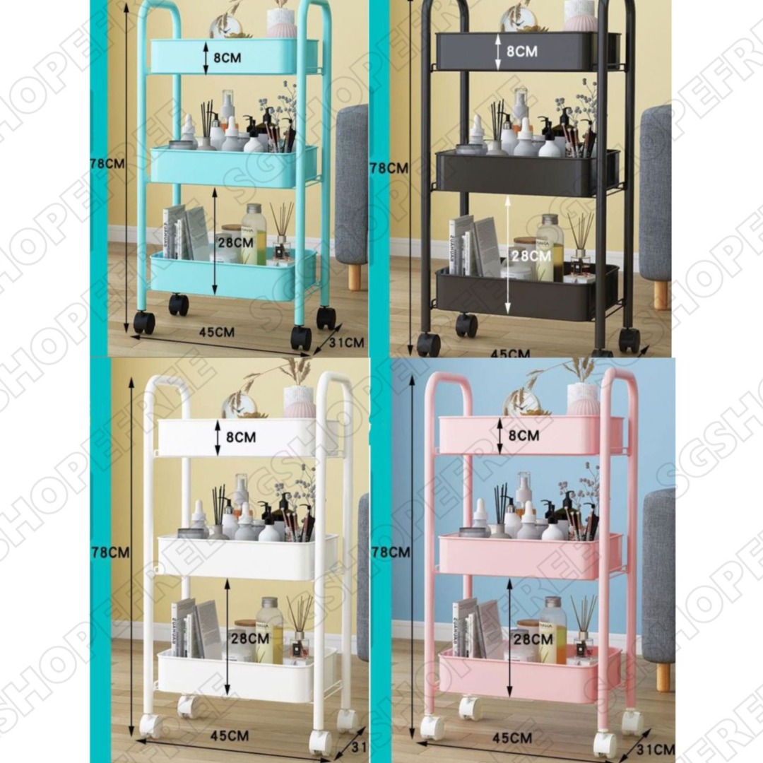 3 Layer Thickened Multi Layer Kitchen Rack Trolley (H0405), Furniture ...