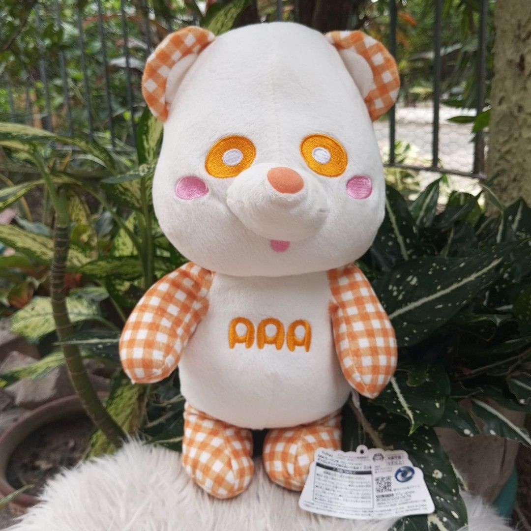 AAA Eh~Panda Bear Orange Checkered Plush Toy, Hobbies & Toys, Toys ...