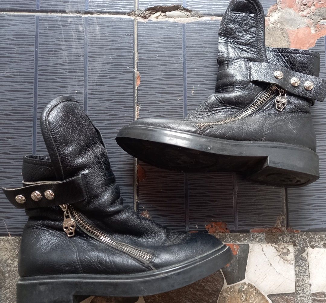 Alexander mcqueen skull boots cheap