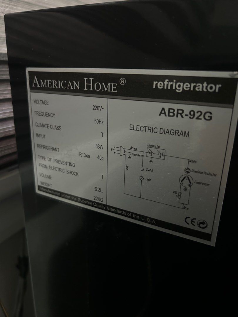 American Home Personal Bar Refrigerator (Category: Refrigerators and Freezers) located in San Fernando. Submitted by thriftcsfp (Listing ID 1333202515, Image 3). Description: American Home Refrigerator Model ABR-92G Still looks new/clean and used with care, chiller and freezer are working well. slight issue is rubber lining in the door is quite loose but very fixable. For pickup only at San Fernando Pampanga .