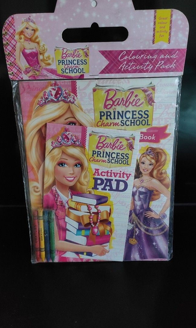 Barbie colouring book and activity book (Category: Children's Books) located in Mandaue City. Submitted by fsmfsm (Listing ID 1333328740, Image 1). Description: new set coloring book + activity book with 4 crayons Barbie.