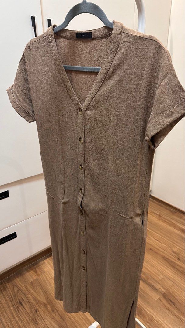Brown casual dress (Category: Dresses) located in Paranaque City. Submitted by secondstories_ (Listing ID 1333293846, Image 1). Description: naka store lang sa cabinet. RFS: need fund for operation.