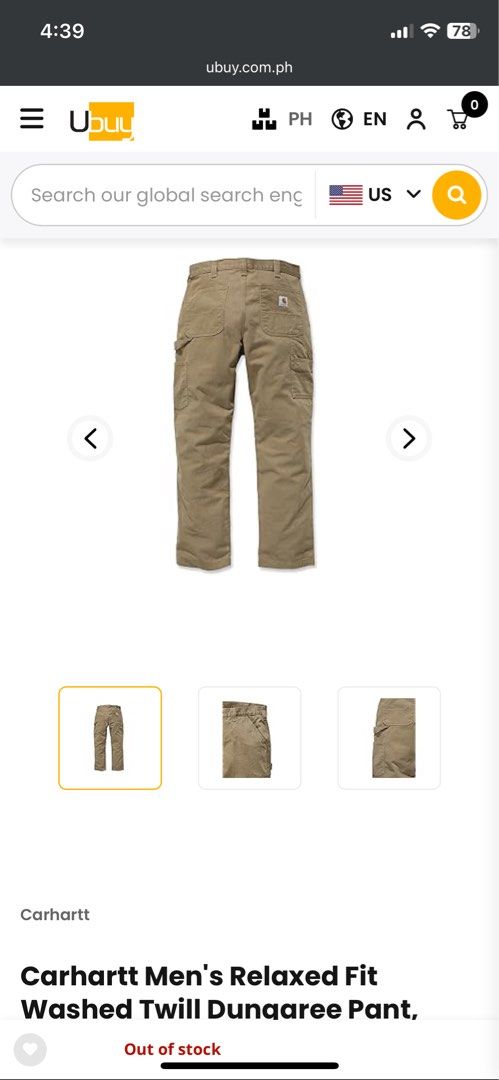 Carhartt relaxed fit washed twill dungaree hot sale
