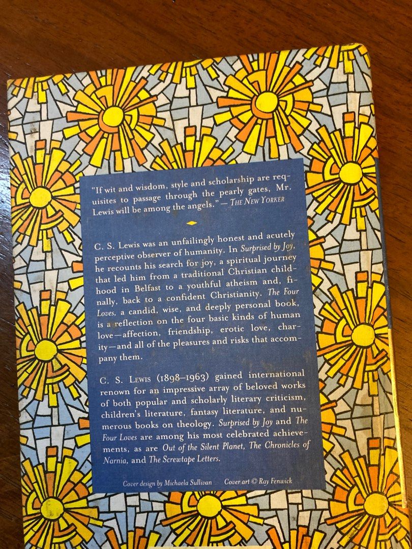 CS Lewis The Four Loves / Surprised By Joy (Category: Storybooks) located in Paranaque City. Submitted by jmikee_ (Listing ID 1333233754, Image 2). Description: Has two pages with highlighted text. Aside from those it’s clean & in good condition.