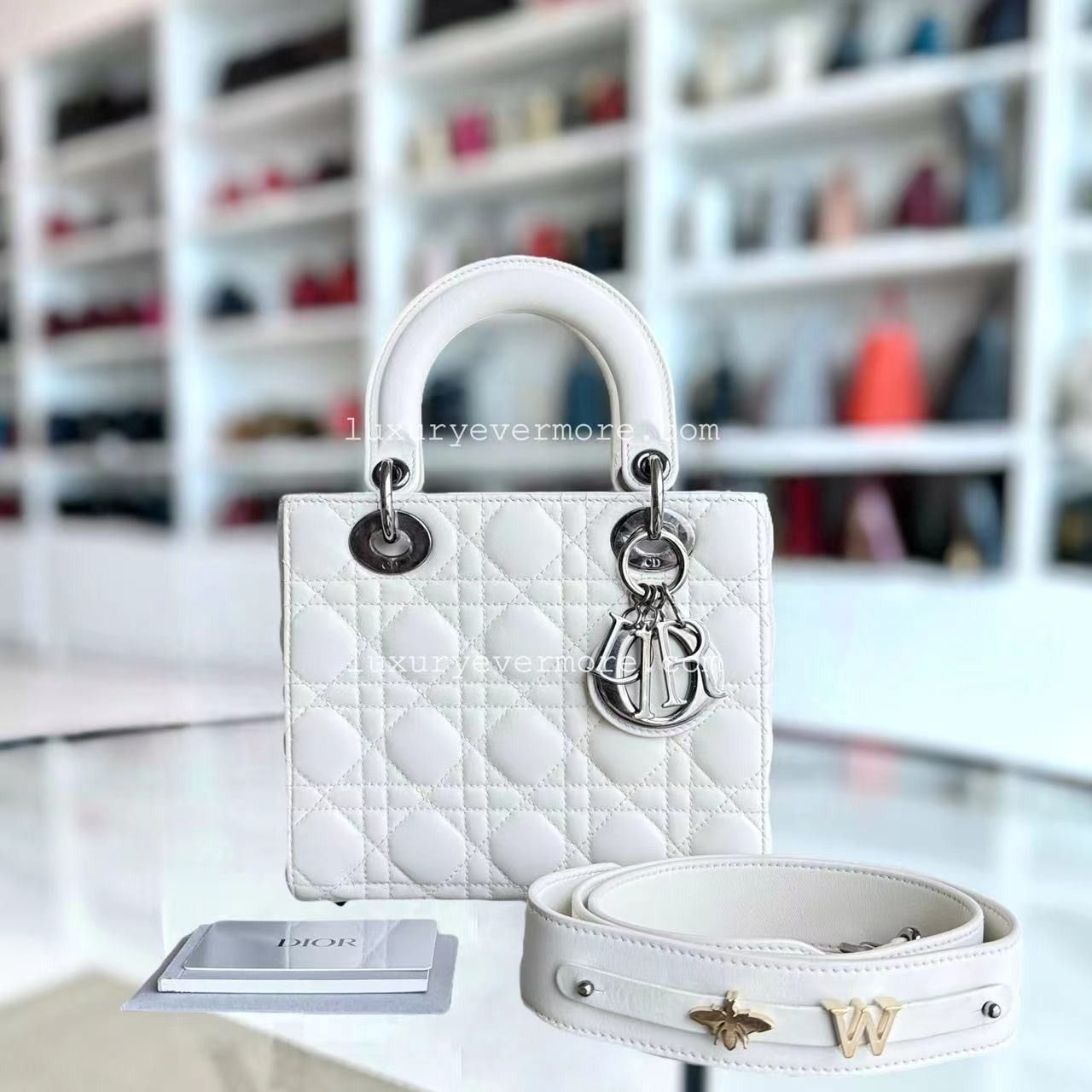 Dior Lady Small ABC MyABC Cannage Lambskin White Silver Hardware