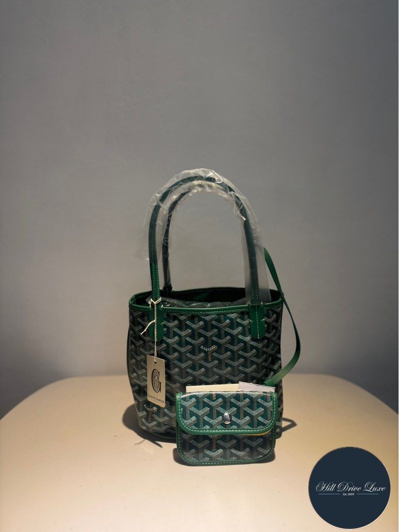 Goyard Anjou Mini Bag Green (Category: Luxury Bags & Wallets) located in Cainta. Submitted by habiier (Listing ID 1333167076, Image 1). Description: Goyard Anjou Mini Bag • Color: Green • Condition: Store-fresh • Inclusions: Complete papers, Dust bag, Paper bag.