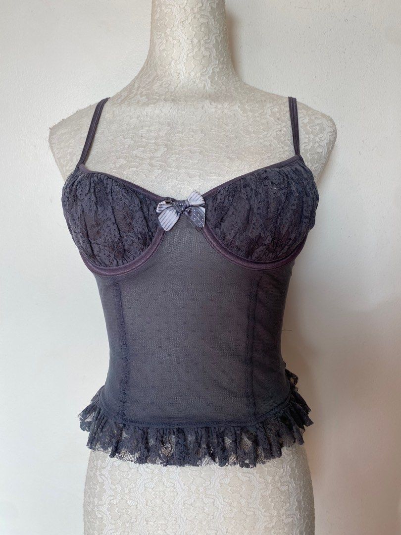 gray mesh corset (Category: Sleeveless) located in Quezon City. Submitted by emptygrounds (Listing ID 1333208945, Image 2). Description: ✨ fits 34A / 32B.