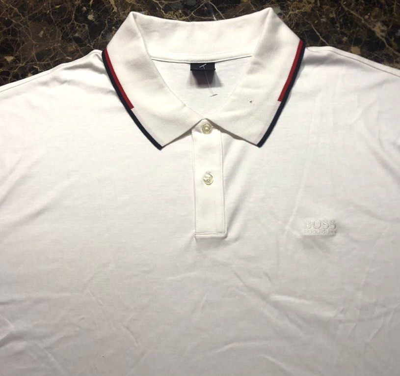 HUGO BOSS WHITE RED STRIPES POLO TSHIRT BIG SIZE 3XL