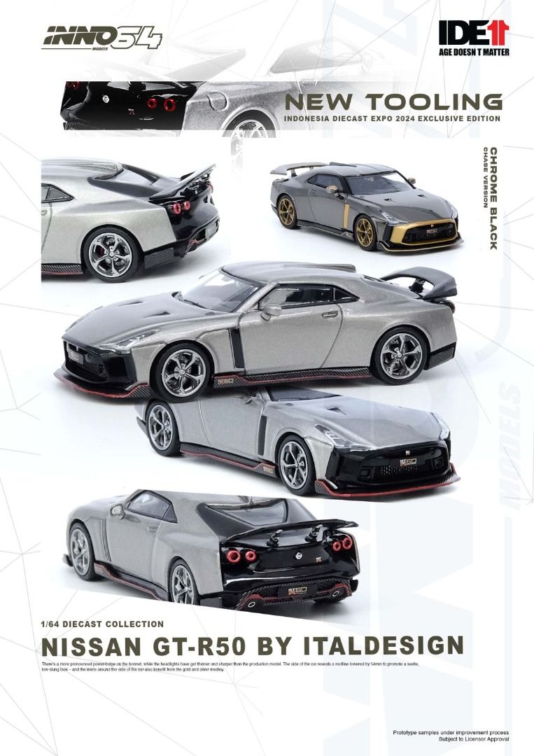 INNO64 Nissan GT-R50 By Italdesign Silver / Chase Indonesia Diecast Expo  2024 Exclusive, Hobbies & Toys, Toys & Games on Carousell