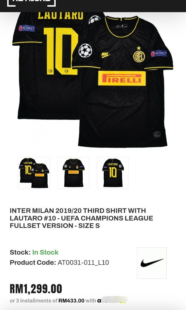 Ori Inter Milan Third Kit 3rd Jersey 2019 Nike Futura Logo Original Authentic Serie A Italy Lega Calcio Pirelli Racing Motorsport Men s Fashion Activewear on Carousell