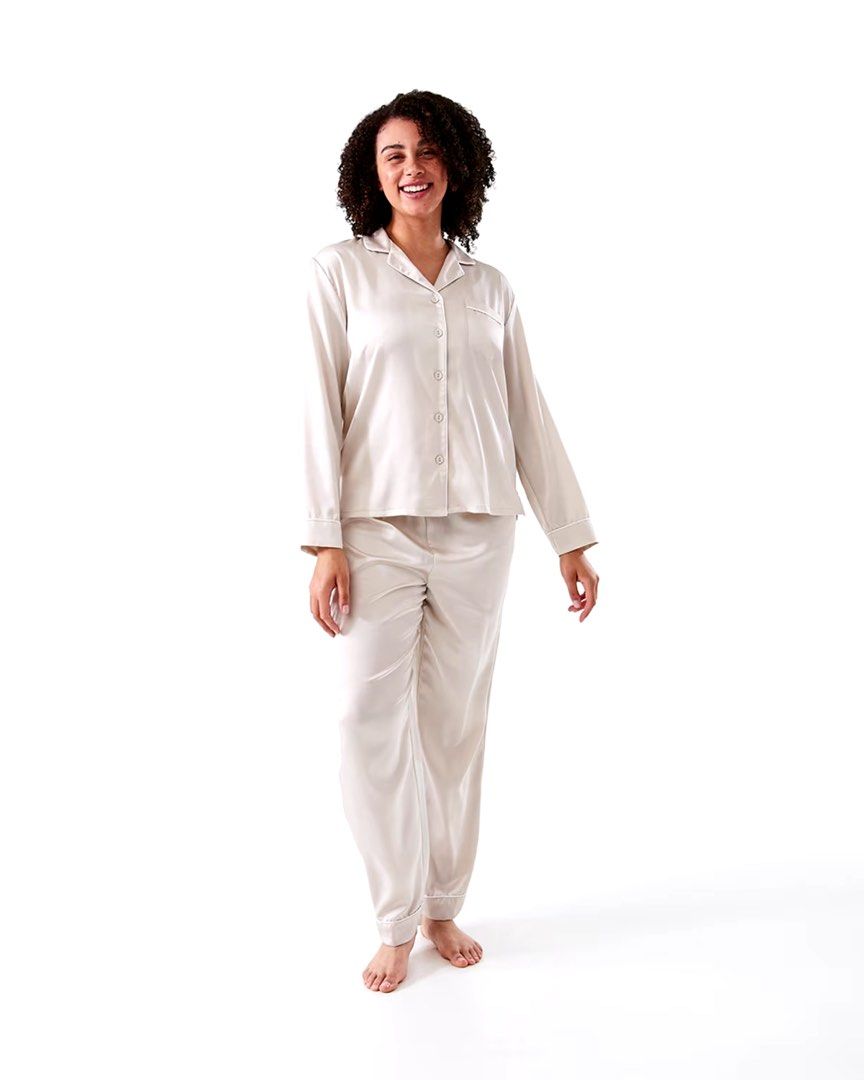KMart Long Sleeve Satin Pyjamas Women s Fashion New Undergarments Loungewear on Carousell