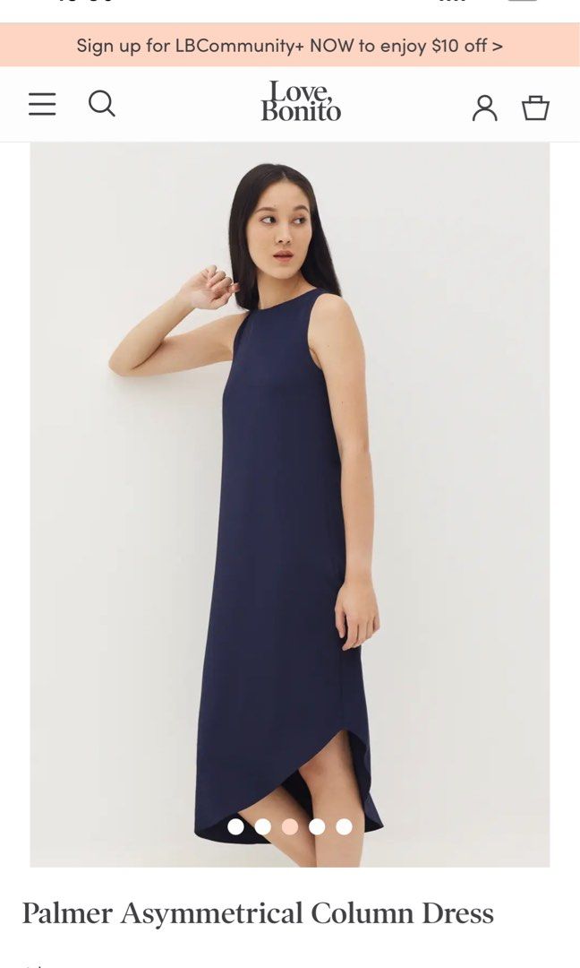 Love Bonito Palmer Asymmetrical Column Dress in Navy, Women's Fashion,  Dresses & Sets, Dresses on Carousell