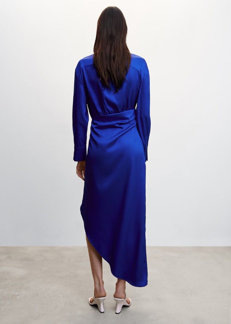mango royal blue dress halter crochet midi in A gathered MANGO cut out knot dress