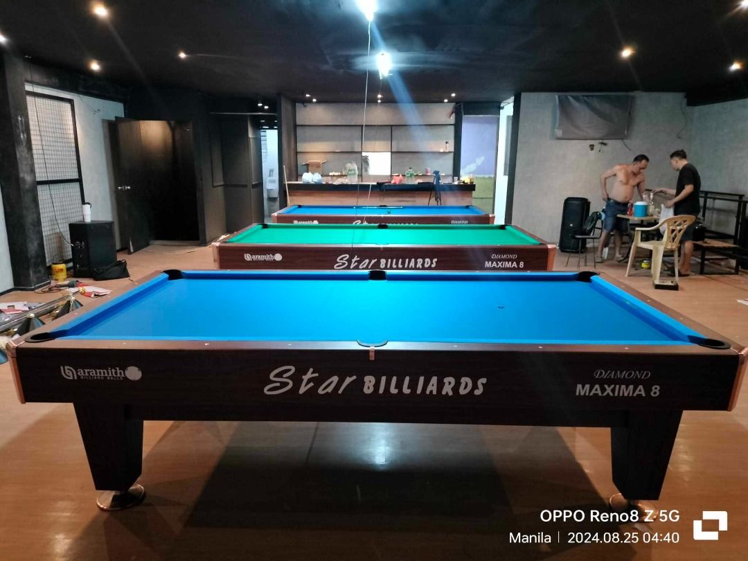 Maxima 8 Billiard Table (Category: Billiards and Bowling) located in San Pablo. Submitted by reyesbilliardsandaccessories_ (Listing ID 1333172917, Image 3). Description: MAXIMA 8 BILLIARD TABLE 🎱SPECIFICATIONS: ✔Size: 5x9ft (Tournament) ✔Slate: Granite ✔Cushion: Uylin ✔Corner & Side Pocket Cover: Metal ✔Pocket: Manual 🎱ACCESSORIES INCLUDED: ✔BILLIARD CLOTH WITH WHITE CLOTH ✔BILLIARD BALL SET ✔MANUAL BILLIARD POCKET ✔STANDARD PLASTIC TRIANGLE ✔1