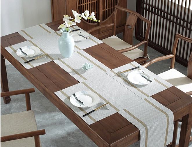 PVC Washable Table Runner Placemat Place Mat (Category: Carpets, Mats & Flooring) located in Manila. Submitted by winterbliss (Listing ID 1333238889, Image 2). Description: Available Color: White , Black Materials: PVC Size: - Table Mat/ Placemat: L:30 H:40(cm) - Table runner: L:180 H:30 (cm) Descriptions: - High quality eco-friendly PVC materials - Heat resistant - Waterproof.