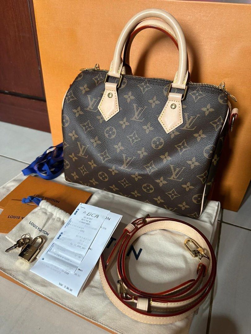 REPRICE Excellent LV Bandou 25 Monogram 2024 complete set Barang Mewah Tas Dompet di Carousell