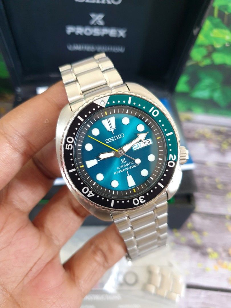 Seiko Green Turtle Limited Edition, Fesyen Pria, Jam Tangan di