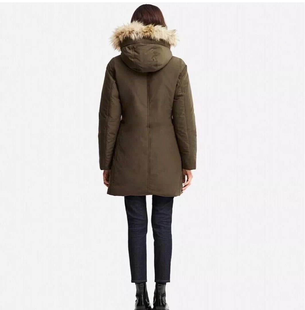 Uniqlo ultra warm down winter coat jacket olive colour size S Women s Fashion Coats Jackets and Outerwear on Carousell