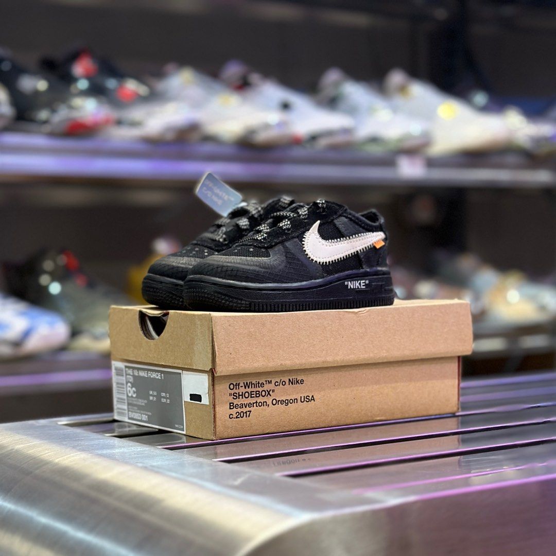 US6C NIKE X OFF WHITE AIR FORCE 1 LOW BLACK TD Babies Kids Babies Kids Fashion on Carousell