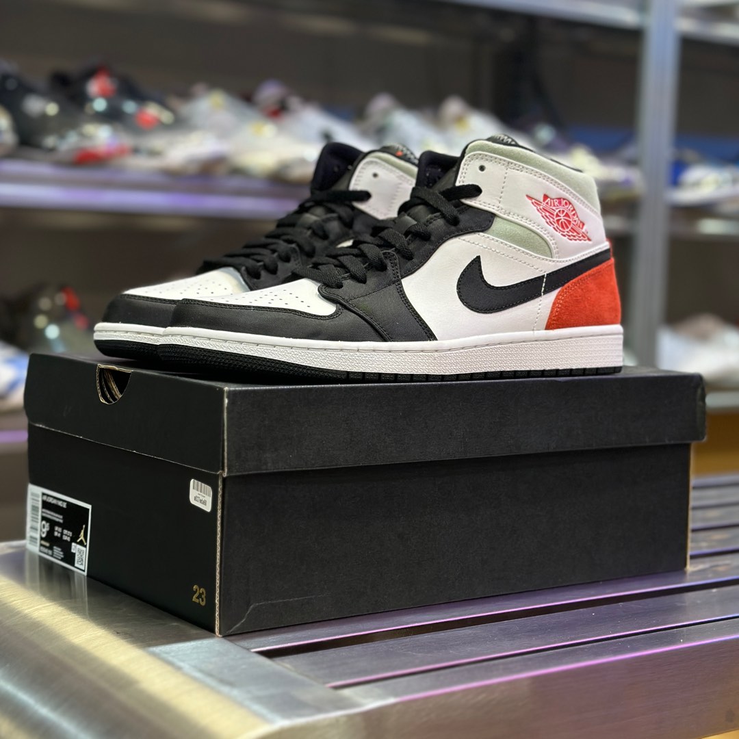 US9.5 10.5 AIR JORDAN 1 MID SE UNION BLACK TOE TRACK RED Men s Fashion Footwear Sneakers on Carousell