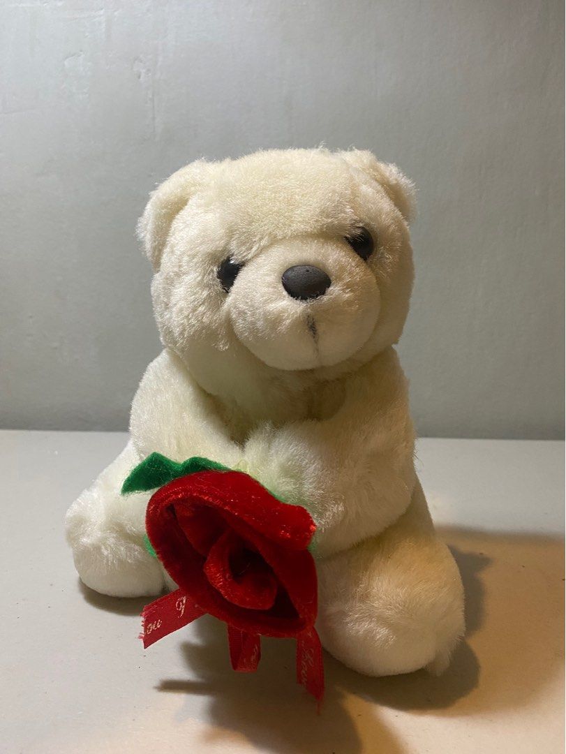 White bear with red rose plush toy (Category: Plushies & Soft Toys) located in Iloilo. Submitted by everythingarcade (Listing ID 1333220043, Image 1). Description: Measurements are indicated in the photos 1 pc only + sf Location: Iloilo City J&T or LBC 3-5 days average arrival time !! Not deleted nor marked reserved/sold = AVAILABLE.