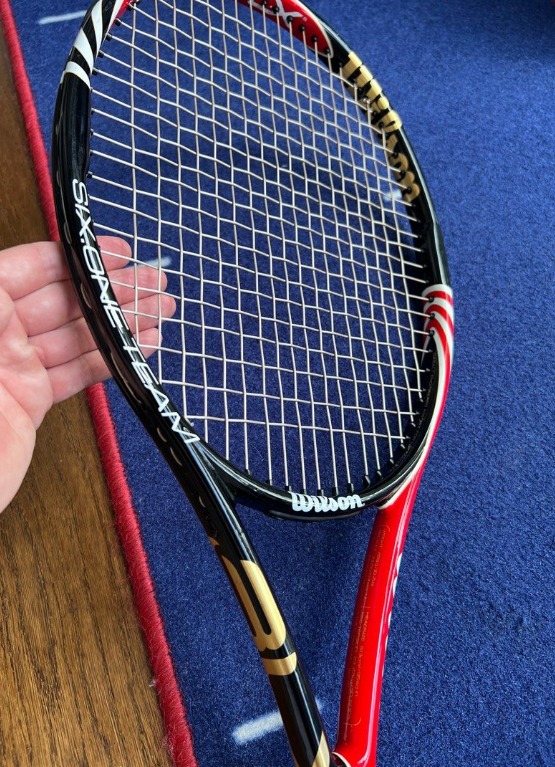 Wilson BLX six one team racquet with new strings, Sports Equipment