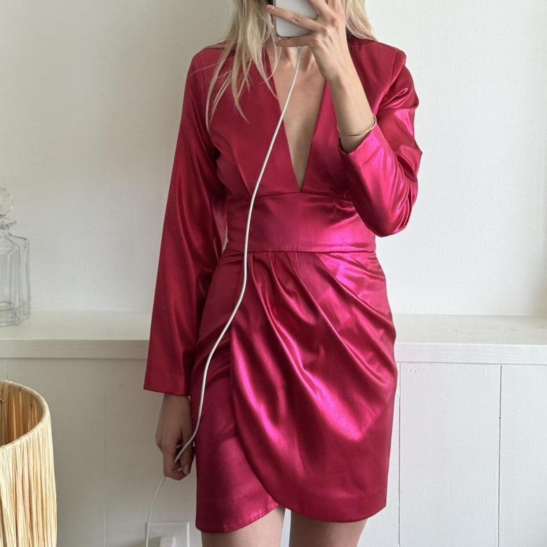 BNWT ZARA Electric Fuchsia Hot Pink Shiny Dress, Women's Fashion, Dresses &  Sets, Dresses on Carousell