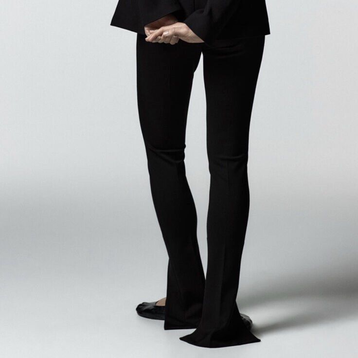 Zara Trousers with Front Vents Split Front Hem Long Pants in Black