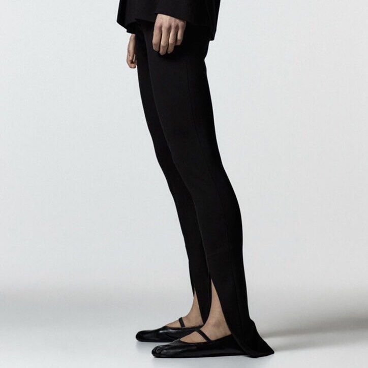 Zara Trousers with Front Vents Split Front Hem Long Pants in Black