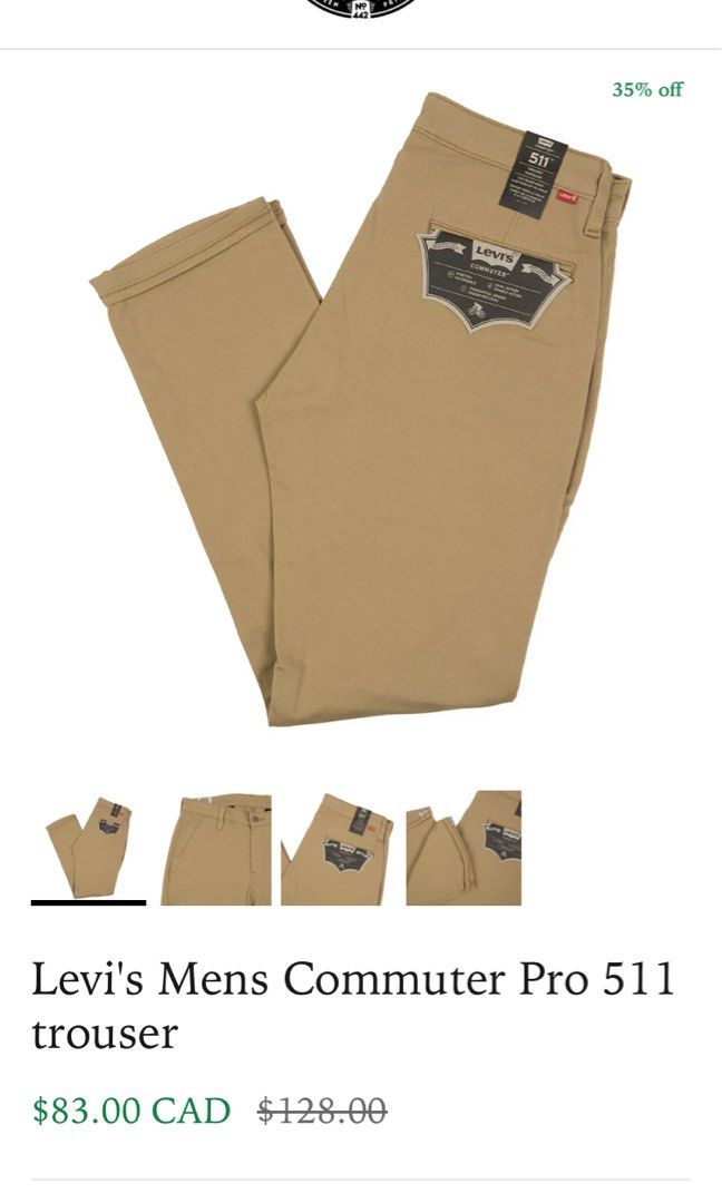 Authentic Levi s 511 Chinos Commuter Pro Strechy Pants for Men s Actual Waistline 30 32