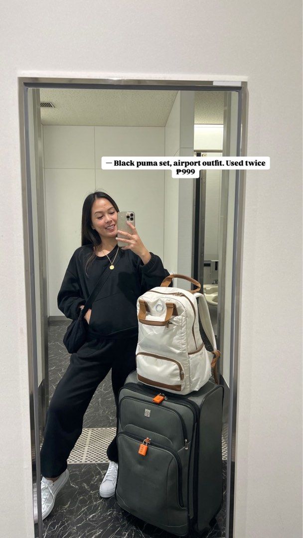 Black puma airport outfit (Category: Sets or Coordinates) located in Cebu City. Submitted by jasminfernandez (Listing ID 1333335523, Image 1). Description: Only used twice, get them both for ₱999 only! Can fit XS - Small frames..