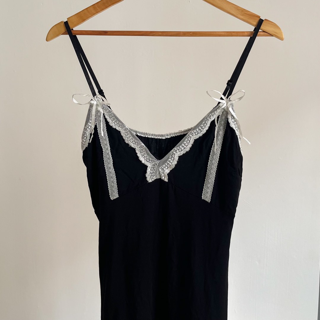 Raymond Black White Contrast Slip Dress