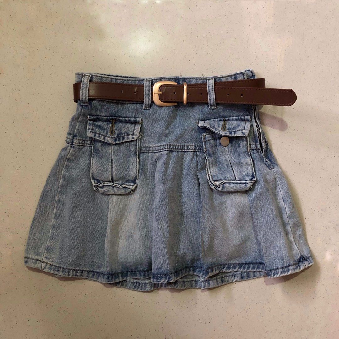 Cargo denim skirt top
