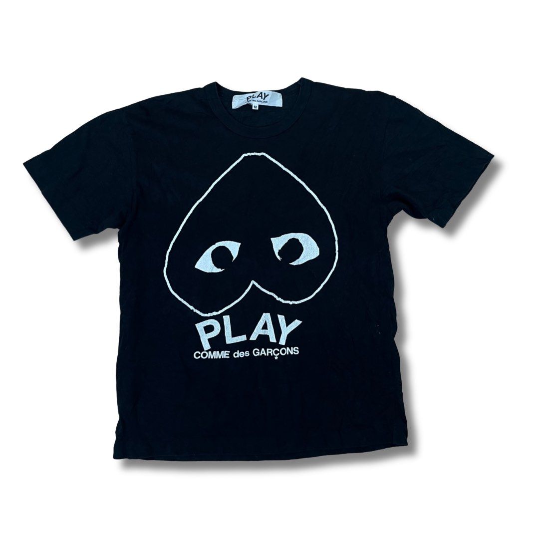 CDG Commes Des Garcon Logo Print Black Tee Shirt Men s Fashion Tops Sets Tshirts Polo Shirts on Carousell