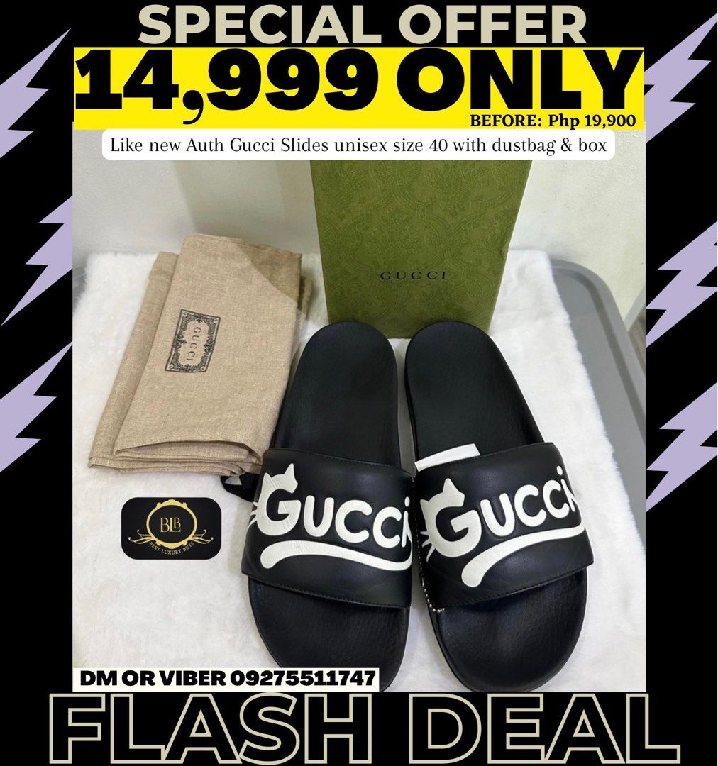 FLASH SALE Authentic Gucci Slides size 40 Mens Womens Slippers Flats