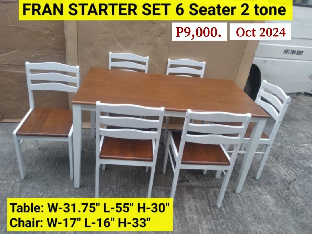 FRAN CAMEL BACK DINING TABLE SET (Category: Tables & Sets) located in Binan City. Submitted by mark.365 (Listing ID 1333480322, Image 1). Description: FRAN CAMEL BACK DINING TABLE SET . 4seaters Dirty Oak w seat cushion P6,000. 6seater 2-Tone White cherry P9,000. Pls visit us on FB. Bonifacio NBE Sales Center..