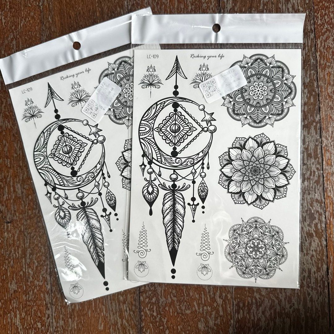 3 for RM10 | New! India Rattan Mandala Flower Tattoos Stickers/ Black ...