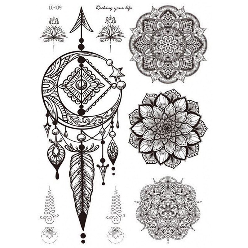 3 for RM10 | New! India Rattan Mandala Flower Tattoos Stickers/ Black ...